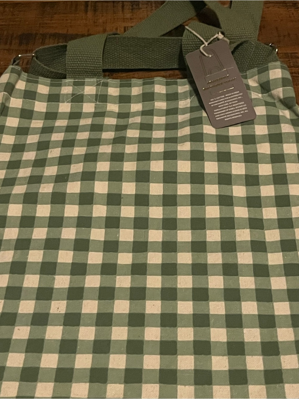 Green Gingham Tote w/ ajustable shoulder strap NWT - Picture 3 of 16